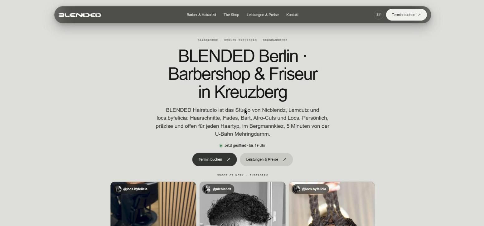 Startseite von BLENDED Hairstudio